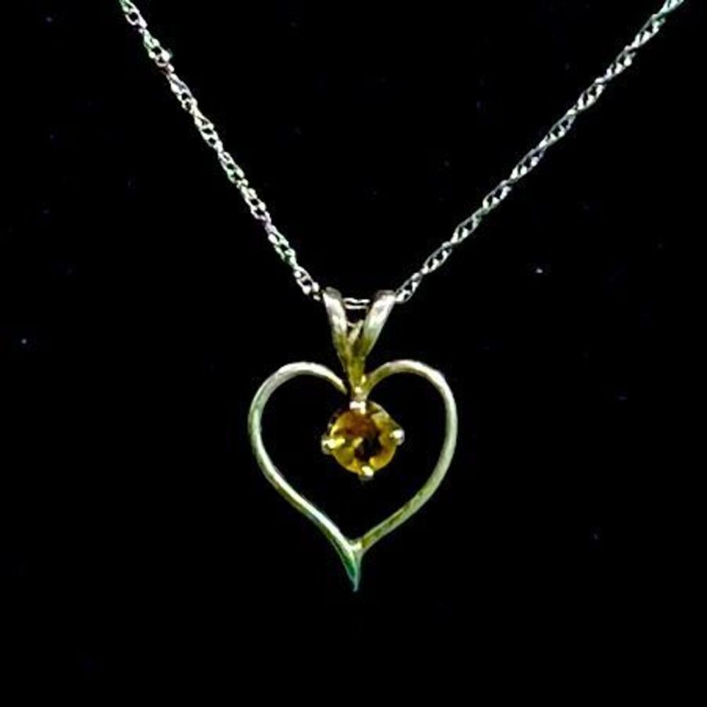 ARL Stunning Citrine & Sterling 925 Silver Heart Necklace
